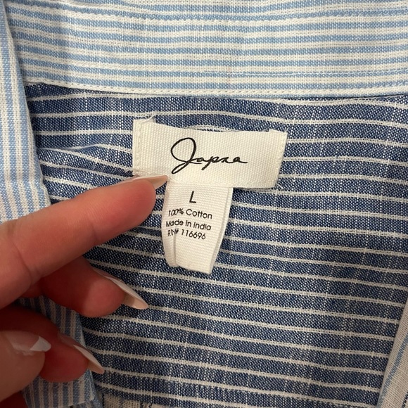 mismatched blue striped button up throw over - Picture 5 of 5